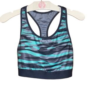 •OLD NAVY•TURQUOISE & GRAY CAMO "GO DRY," MEDIUM SUPPORT SPORTS BRA SIZE MEDIUM